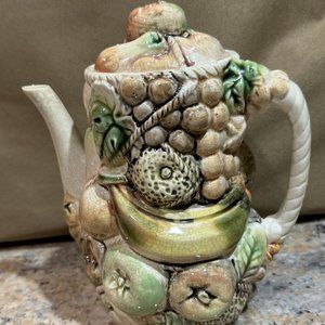 VTG 1960's LEFTON Hand painted Fruits Of Italy Ceramic Teapot w/Lid